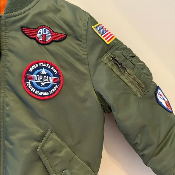 Alpha Industries Kids Bomber Jacket  USAF MA-1 Flyer Sage Green 3T NWOT - Picture 5 of 15